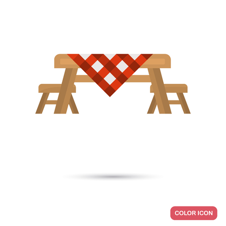 Barbeque table and chairs color icon for web and mobile designのイラスト素材