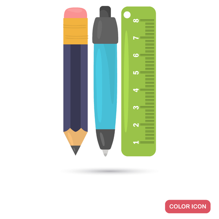 Pen, pencil and ruler color flat icon for web and mobile designのイラスト素材