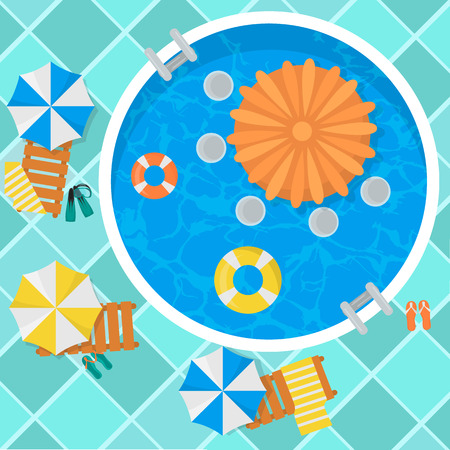 Swimming poll rest color illustration for web and mobile designのイラスト素材