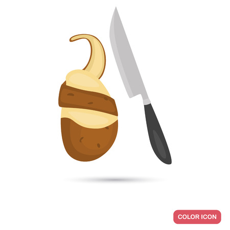 Peeling potatoes from the peel color icon for web and mobile designのイラスト素材