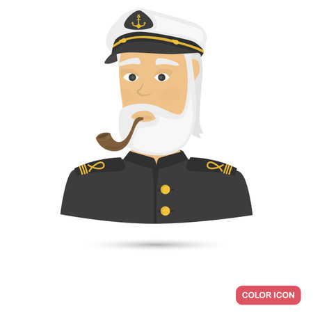 Ship captain color flat icon for web and mobile designのイラスト素材