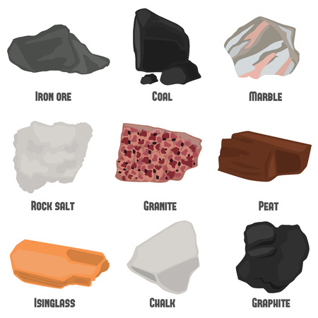 Minerals color flat icons set for web and mobile designのイラスト素材