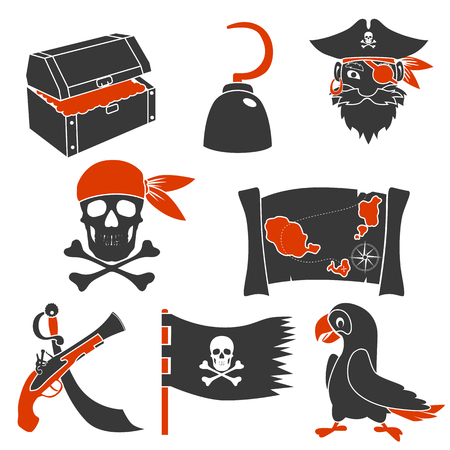 Pirates simple icons setのイラスト素材