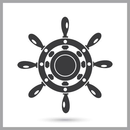 Ship steering wheel simple icon on a plain background.のイラスト素材