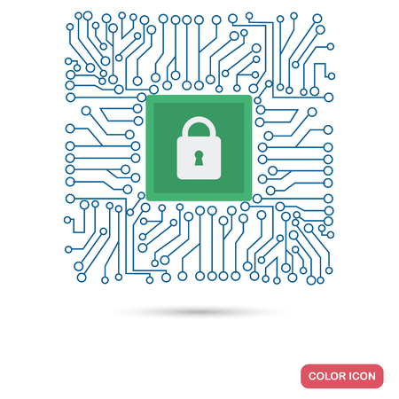 Microchip under protection color flat iconのイラスト素材