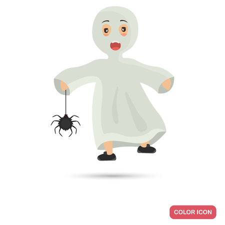 Little halloween ghost boy color illustrationのイラスト素材