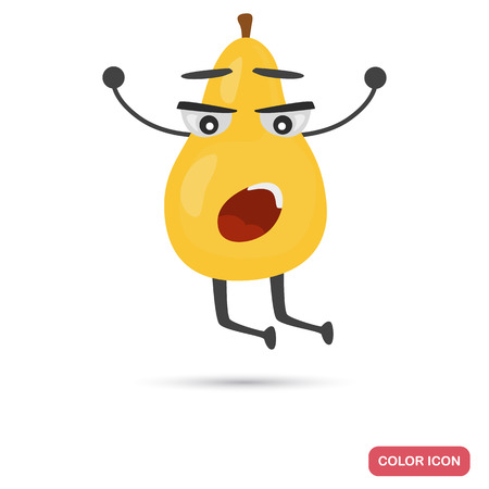 Funny jumping pear color flat iconのイラスト素材
