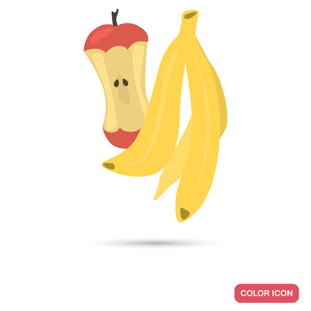 Organic fruit garbage color flat iconのイラスト素材