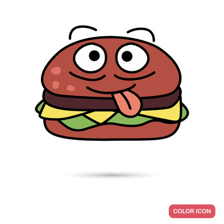 Funny chat hamburger smile color flat iconのイラスト素材