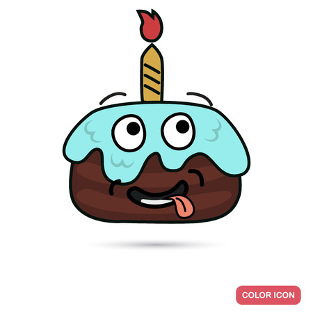 Funny chat bithday cake smile color flat iconのイラスト素材