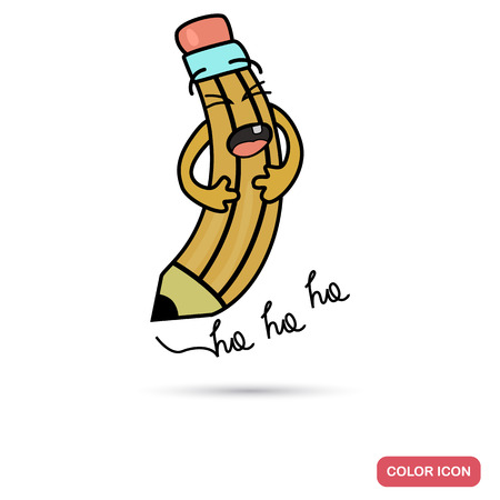 Funny chat laughing pencil smile color flat iconのイラスト素材