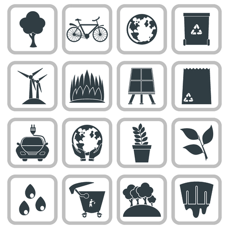 Ecology simple icons setのイラスト素材