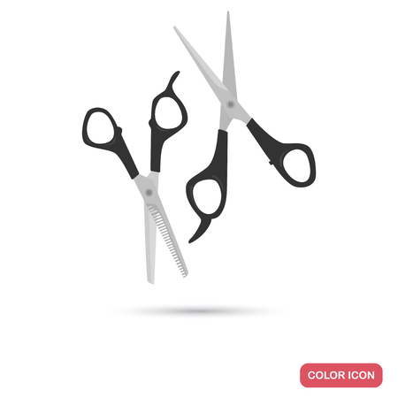 Two kinds of hair scissors color flat iconのイラスト素材