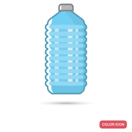 Plastic bottle with water color flat icon. Line design for web and mobileのイラスト素材