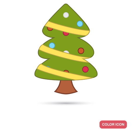Christmas tree color flat icon for web and mobile designのイラスト素材
