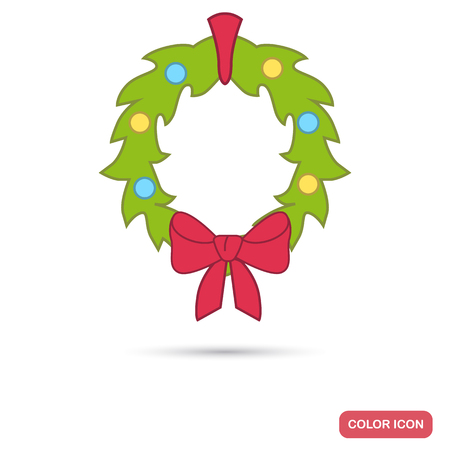 Christmas wreath flat icon for web and mobile designのイラスト素材