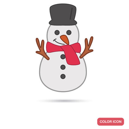 Cute Snowman color flat icon for web and mobile designのイラスト素材