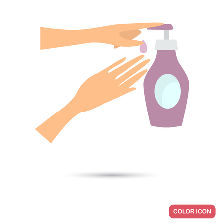 Washing hands with liquid soap color flat icon for web and mobile designのイラスト素材