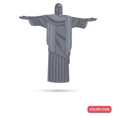 Brazil Jesus statue color flat icon for web and mobile designのイラスト素材