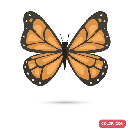 Beautiful butterfly color flat icon isolated on plain background.のイラスト素材