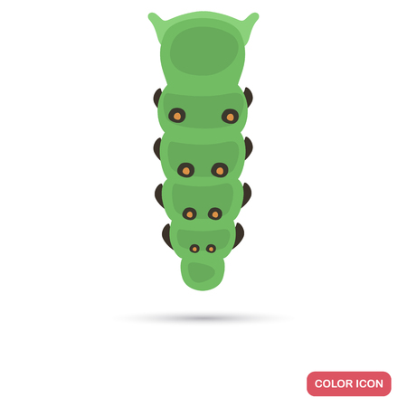 Green caterpillar color flat icon isolated on plain background.のイラスト素材