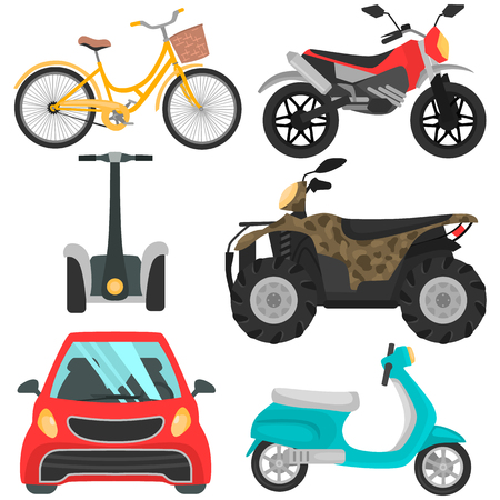 Different land transport vehicles color icons setのイラスト素材