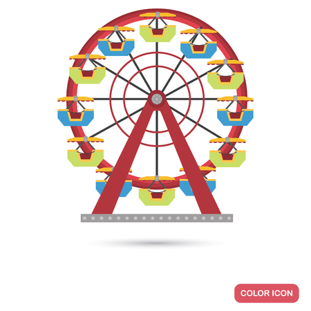 Ferris wheel color flat icon Vector illustration.のイラスト素材