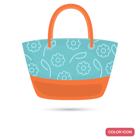 Lady beach bag color flat icon vector illustration.のイラスト素材