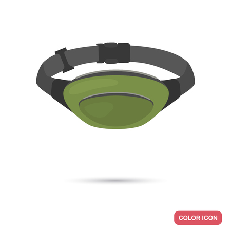 Men's waist bag color flat icon vector illustration.のイラスト素材
