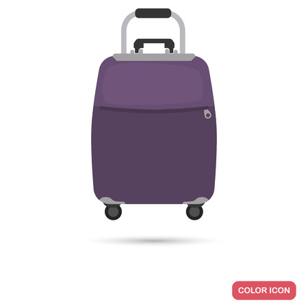 Travel suitcase on wheels color flat icon illustration.のイラスト素材