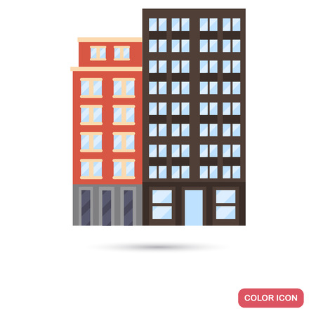 Modern multi apartment house color flat iconのイラスト素材