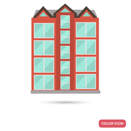 Modern multi apartment house color flat iconのイラスト素材