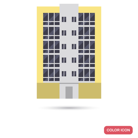 Modern multi apartment house color flat iconのイラスト素材