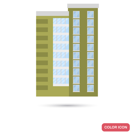 Modern multi apartment house color flat iconのイラスト素材