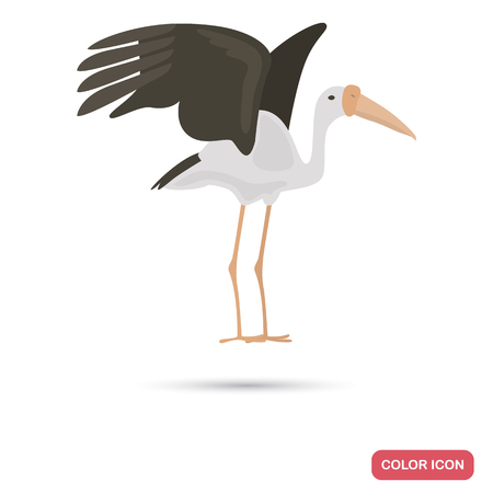 African marabou bird color flat iconのイラスト素材