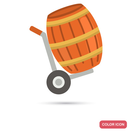 Wine barell at wheelbarrow color flat iconのイラスト素材