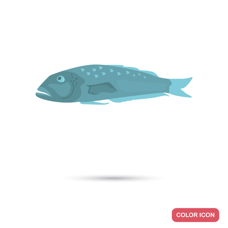 Blue cod fish color flat icon for web and mobile designのイラスト素材