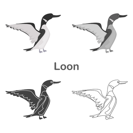 Loon color flat, line, simple, black and white concept icons setのイラスト素材