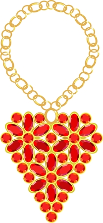 Heart of semiprecious stones set in goldのイラスト素材