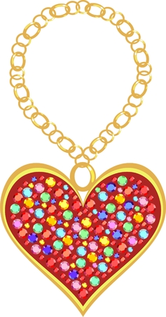 Heart of semiprecious stones set in goldのイラスト素材