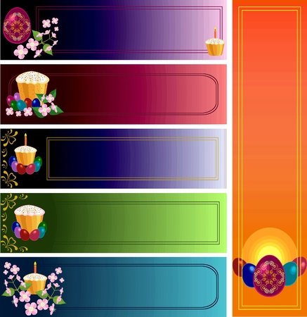 Easter banner  with eggs and cake .のイラスト素材