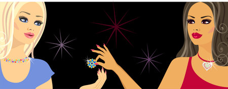 Two glamorous girls,のイラスト素材