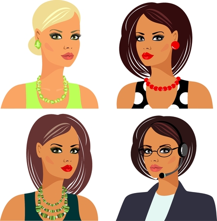 hairstyles makeup and accessories のイラスト素材