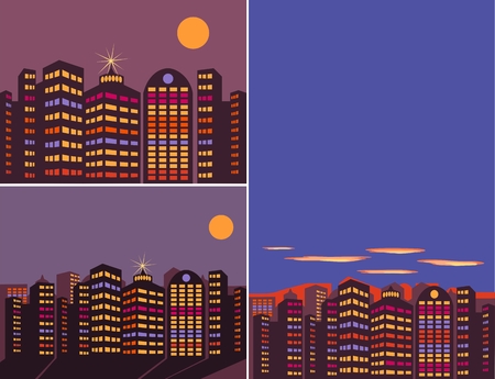 Summer night cityのイラスト素材