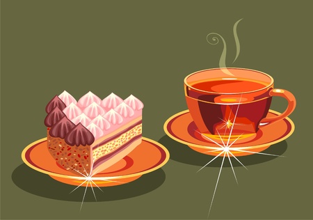 tea and a piece of cake.のイラスト素材