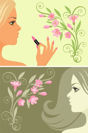 girl with flowerのイラスト素材