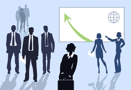 silhouettes of business people のイラスト素材