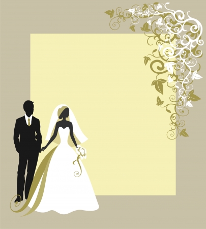 Invitation cards with the bride in a veil     のイラスト素材