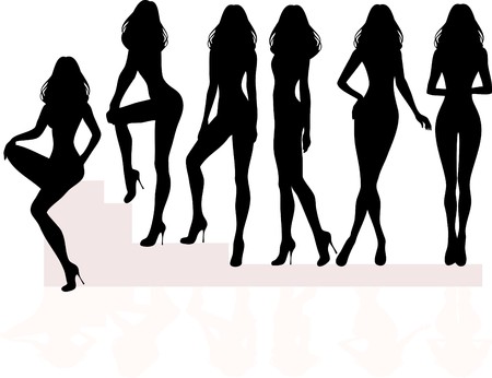 silhouette of beautiful girlのイラスト素材