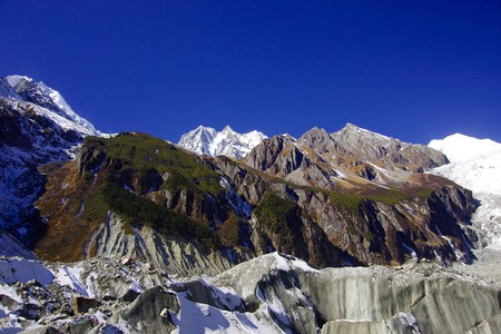 Scenery of snow capped mountainsの写真素材